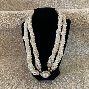 JAPAN signed Art Deco Faux Pearl  Many 20 of small pearls Large decorative clasp